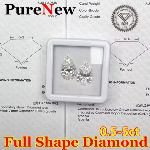 0.5-5ct Emerald Oval Heart Pear Marquise Princess Cushion Round Lab Grown Diamond Loose With IGI Cer
