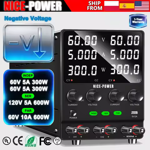 Nice-Power Dual DC Lab Power Supply , High Precision 60V 5A Adjustable Switching Regulated Series (1