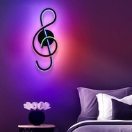 [noels1.sg] - Modern LED Musical Note Wall-Mounted Home Living Room Bedside Light (Black)