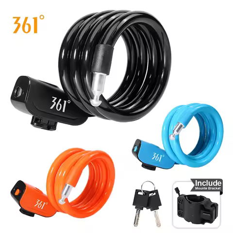 361 Degrees Bike Lock Anti Theft Cable Locks Portable MTB Road Cycle Locks with 2 Keys 1200mm Lock f