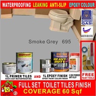 FULL SET Epoxy Floor Coating [FREE Painting Tool Set] 1L - 695 Smoke Grey • Package A