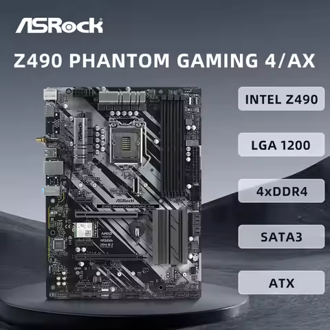 ASRock Z490 PHANTOM GAMING 4/AX Motherboard Support i9-10900K i7-10700 i5 10400 i3-10300 CPU LGA1200