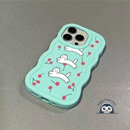 Cute Cat Cherry 3D Wave Matte Phone Case For Samsung Galaxy A04 A04S A04E F04 M04 A03 Core A03S A02S
