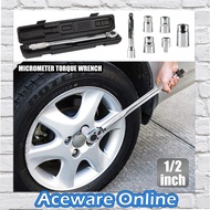 7PCS 1/2 inch Driver Click Adjustable Micrometer Torque Wrench 28-210nm Case Adjustable Ratchet Driv