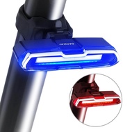 [Nameyes] ไฟท้ายจักรยาน ไฟเบรคจักรยาน อุปกรณ์เสริมจักรยาน Bike Tail Light Ultra Bright Bike Light USB Rechargeable LED Bicycle Rear Light 5 Light Mode Headlights with Red + Blue