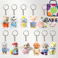 BAIHEE Sylvanian Families Doll Keychain, Acrylic Forest Family Poodle Doll Keyrings, Cartoon Cute Mi