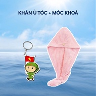 [HÀNG TẶNG - GIFT] QUÀ TẶNG CHO Máy sấy tóc SeeMee Tháng 9: Khăn ủ tóc hồng + Móc khoá
