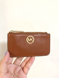 美國【MICHAEL KORS(MK)】咖啡色真皮鑰匙包/零錢包