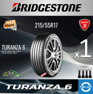 Bridgestone 215/55R17 TURANZA 6 ยางใหม่ มือหนึ่ง ผลิตปี2024 ราคาต่อ1เส้น มีรับประกัน แถมจุ๊บลมยาง ยา