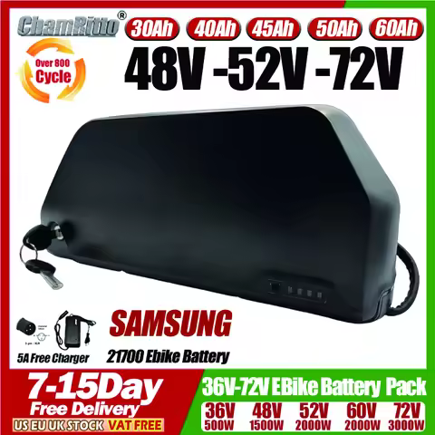 36v 48v 52v E bike cham-rider 30ah 40 45 50ah 60ah Battery 60v72V Electric Vehicle Bicycle 21700 Low