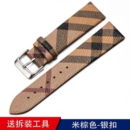 สายนาฬิกาหนังแท้เหมาะสำหรับ Burberry Burberry สายนาฬิกาสำหรับผู้ชายและผู้หญิงอุปกรณ์เสริมหัวเข็มขัดแ