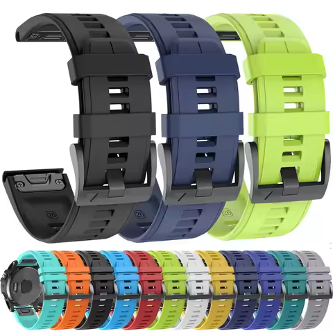 QuickFit 22 26mm Silicone Watch Strap For Garmin Forerunner 970 965 955 Fenix 8 E 7X 7 6 6X Pro 5X T