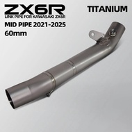 Motorcycle Exhaust Pipe 60mm Racing Line Escape Full Titanium Adapter Middle Tube For Kawasaki ZX6R 
