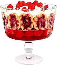 Barski Large Glass Trifle Bowl, with Scallop Design - 9" D - European Beautiful Hand Made Glass - 16