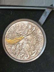 全新加納高浮雕關羽銀幣2oz
