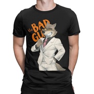 Men's 100% Cotton Round-Neck Short-Sleeve T-Shirt with 【The Bad Guys  2】Cartoon Print