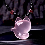 Natural Pink Crystal Fox Citrine Fox Bracelet Nine Tail Fox Necklace Ethnic Style Birthday Gift Popu