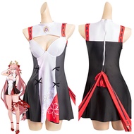 Genshin Impact Yae Miko ชุดว่ายน้ำชุดคอสเพลย์ผู้หญิงชุดชุดงานรื่นเริงฮาโลวีน