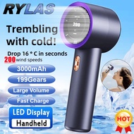 RYGLO 200Gears Handheld Electric Fan Mute High-speed USB Portable Outdoor Small Cooling Fan