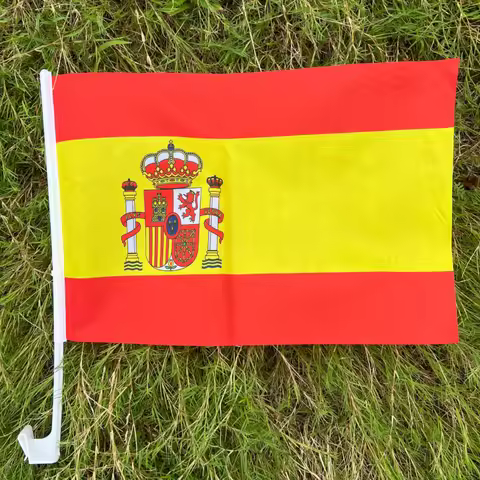100% Polyester Spain Flags30x45cm Spanish car flag 12x18 inch plastic flagpole decoration flag
