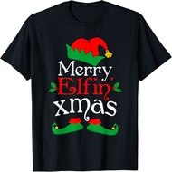 Merry Elfin Xmas Christmas Elves Gifts Funny Xmas T-Shirt