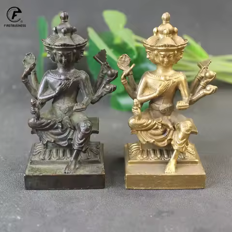 Thailand Four-Face Buddmst ldol Statue Southeast Asia Copper Buddha Erawan Figurines Crafts Home Dec