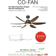 Fanco Heli DC Motor 56"/66" Ceiling Fan With Remote Control and 3 Tone LED Lights