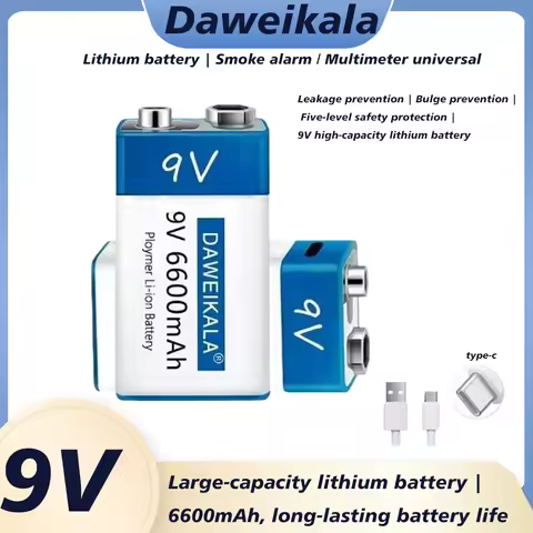 100% New 9V USB Rechargeable Li-Ion Battery 9V 6600mAh Is Suitable for Camera and Other Series of El
