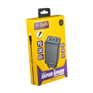 V-GeN VTC3-03 Fast Charging 2 PD QC4 Type C 65W Travel Charger Adapter