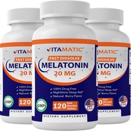 Vitamatic Melatonin 20mg Tablets | Vegetarian, Non-GMO, Gluten Free | HIGH Potency 20 MG | Natural B