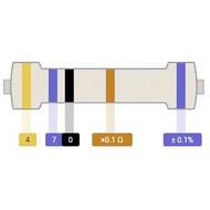 Metal Film Resistor DIP 1/4W Color Ring 0.1% Precision 47R/49R/49.9 R/50R/56R/70R