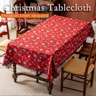Christmas Linen Tablecloth Holiday Decorative Dining Table Runner Table Flag for 4 6 8 10 Seater