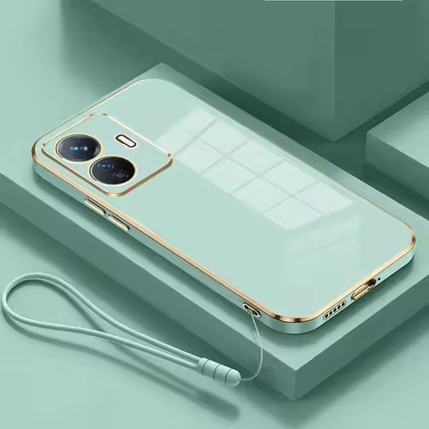 For vivo T1 44W Case Luxury Square Plating Vivo Y55 Y77 Phone Case IQOO Z6 44W ShockProof Silicone B