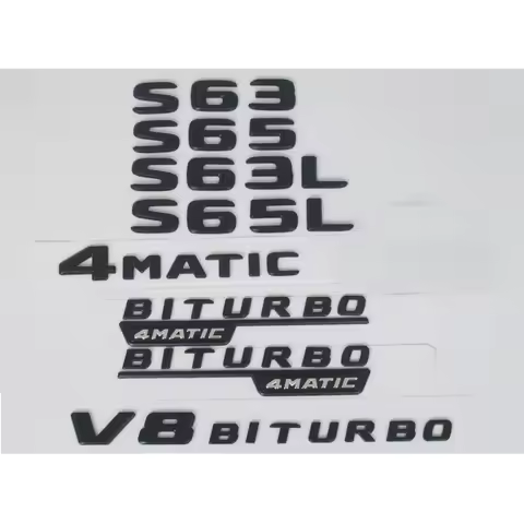 Matte Black Trunk Letters Badges Emblems Sticker for Mercedes Benz W221 W222 S63 S63L S65 S65L V8 BI