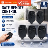 For ROSSI 433.92MHz Gate Remote Control 5PCS Rolling Code Key Fob Transmitter DZ3 DZ4 Nano Turbo Ope