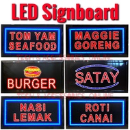 LED Signboard Display Light with Metal Hang Chain for Tom Yam Seafood,Nasi Lemak,Burger,Satay,Maggie