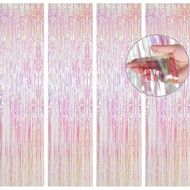 Agar.Shop Iridescent Transparent White Foil Fringe Curtain