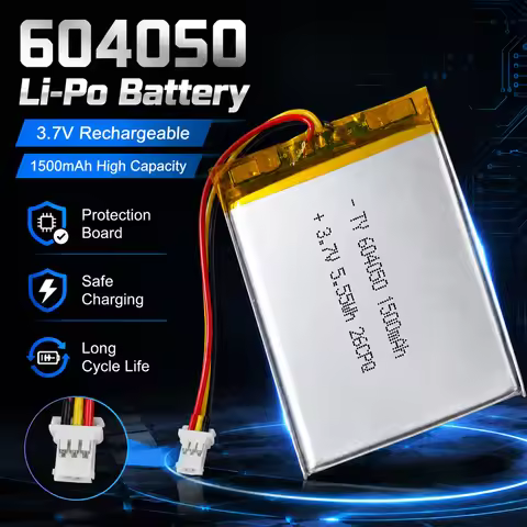 3.7V 1500mAh LiPo Battery 604050 Rechargeable Lithium Polymer Battery with Protection Board for Smar