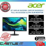 Acer 32" UHD 4K SA322QK / QHD 2K SA322QUA / FULL HD SA322QA Ultra Slim Monitor FreeSync