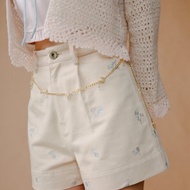 小花刺繡牛仔短褲