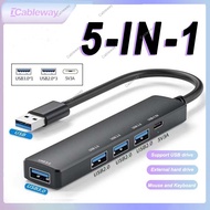 5-in-1 USB 3.0 Hub with Type-C Adapter: Supports 300MB/s High-speed Transmission, and Is a Multi Por