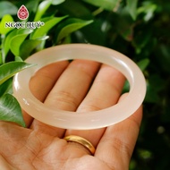 Round orange-pink natural jade bracelet ni 52-61 - Precious Jade