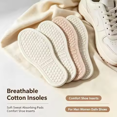 High Quality Deodorant Shoe Insoles, Soft Sweat Absorbing Breathable Cotton Inserts, Comfort Foot Pa