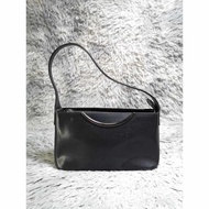 Ungaro Black Zipper Leather Baguette Bag
