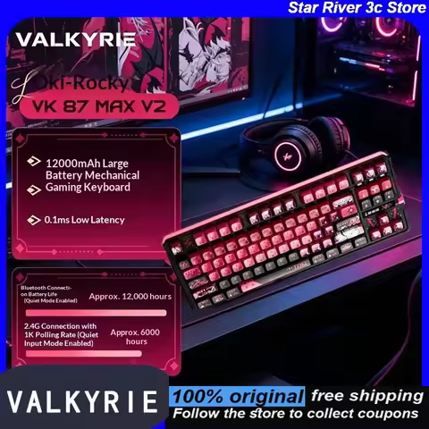 Valkyrie Vk87 V2 Mechanical Keyboard Tri Mode Wireless Full Key Hot Swap Dual 8K Polling Rate 12000m