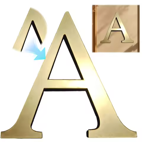 Gold English Letters Wall Stickers 26 Letters Wall Stickers 3D Acrylic Mirror+EVA English Wall Art L