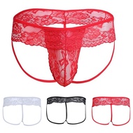 Mens Underwear Thong Underpants Bulge Pouch Lace+Spandex Low Rise Panties