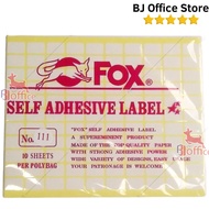 Fox Sticker Paper / Label No. 111 size 13 x 19 mm