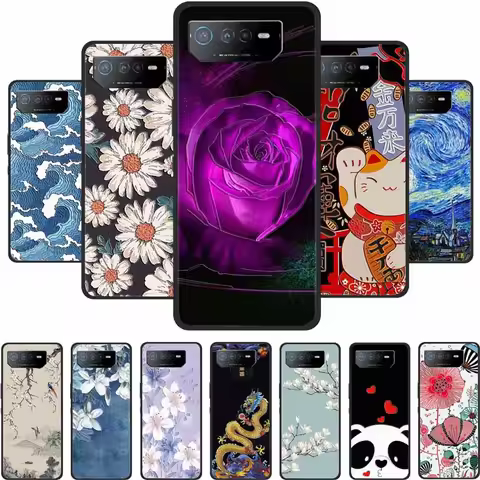 3D Emboss Case For Asus ROG Phone 6D Ultimate Phone Case Flowers Silicone Soft Back Cover Coque For 