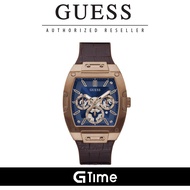 [Official Warranty] Guess GW0202G2 Men's Coffee Case Brown Leather Silicone Watch